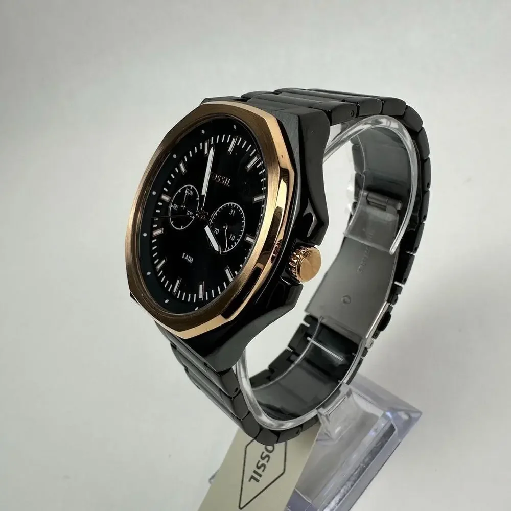 Fossil His and Her Multifunction Black Rose gold Day & Date Watch BQ2645SET